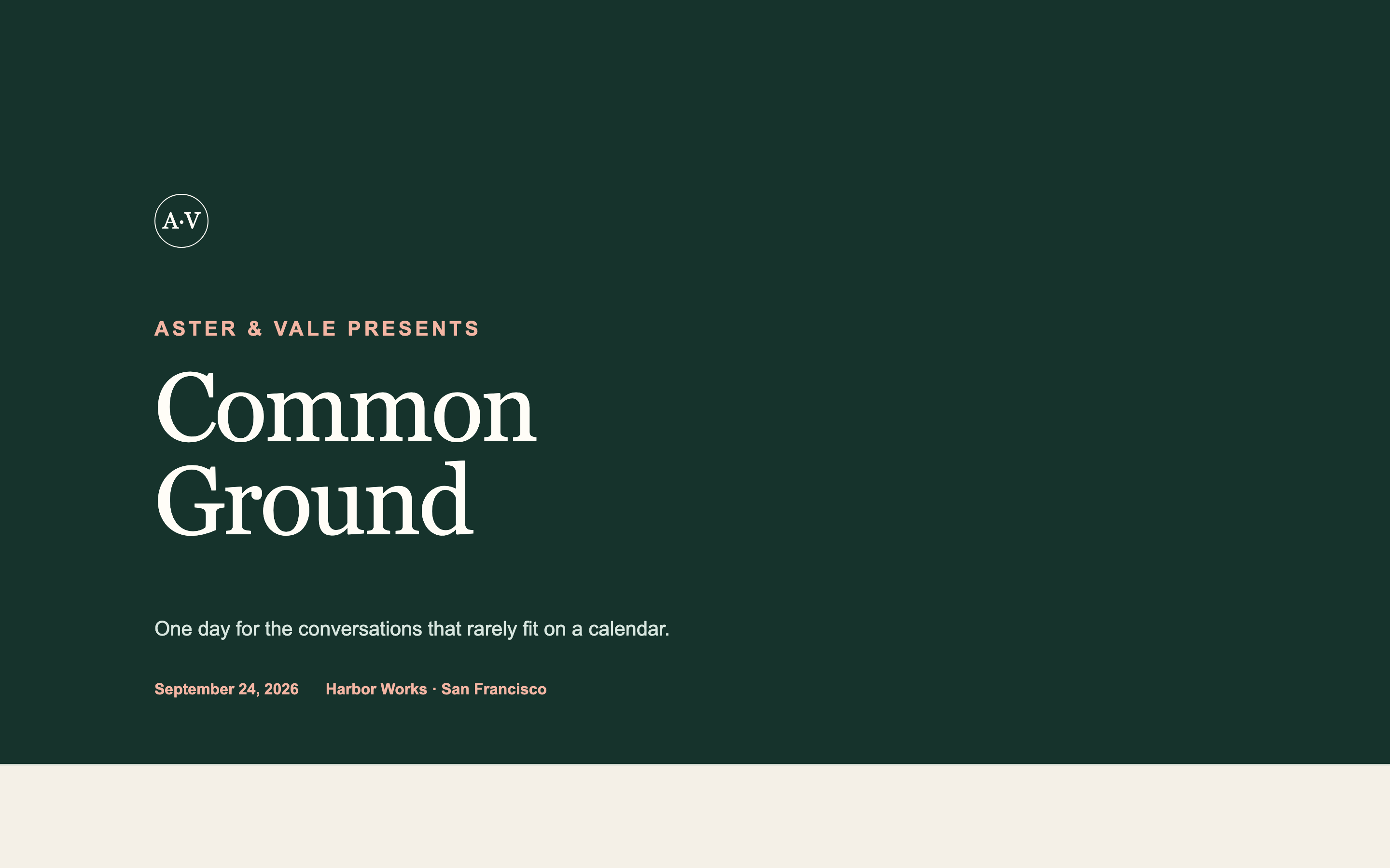 The same event page rendered twice in two different brand identities, showing the template adapting to each.